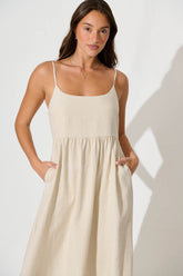 Oatmeal Linen Maxi Dress
